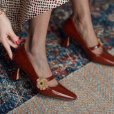 LBSFY  -  New Trend Brand Women Sexy High Heels Shoes Flower Shallow Sandals Autumn Square Toe Party Shoes Pumps Dress Bottine Femme